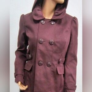 Peacoat with hood in Burgundy